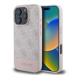 Apple iPhone 16 Pro Max Kılıf Guess Orjinal Lisanslı M-safe Şarj Özellikli PU Deri Şerit Logo Dizaynlı Kapak