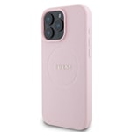 Apple iPhone 16 Pro Max Kılıf Guess Orjinal Lisanslı M-safe Şarj Özellikli Yazı Logolu Grained Kapak