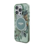 Apple iPhone 16 Pro Max Kılıf Guess Orjinal Lisanslı M-safe Şarj Özellikli IML Baskılı Çiçek İnci Bileklikli Kapak