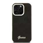 Apple iPhone 16 Pro Max Kılıf Guess Orjinal Lisanslı M-safe Şarj Özellikli Sıcak Baskılı Yazı Logolu Kamera Standlı PU Deri Peony Kapak