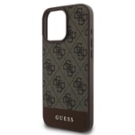 Apple iPhone 16 Pro Max Kılıf Guess Orjinal Lisanslı M-safe Şarj Özellikli PU Deri Şerit Logo Dizaynlı Kapak