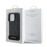 Apple iPhone 16 Pro Max Kılıf Guess Orjinal Lisanslı M-safe Şarj Özellikli PU Deri Şerit Logo Dizaynlı Kapak