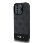 Apple iPhone 16 Pro Max Kılıf Guess Orjinal Lisanslı M-safe Şarj Özellikli PU Deri Şerit Logo Dizaynlı Kapak