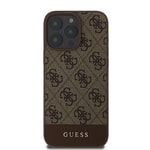 Apple iPhone 16 Pro Max Kılıf Guess Orjinal Lisanslı M-safe Şarj Özellikli PU Deri Şerit Logo Dizaynlı Kapak