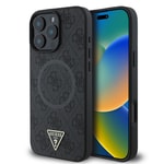Apple iPhone 16 Pro Max Kılıf Guess Orjinal Lisanslı M-safe Şarj Özellikli PU Üçgen Logo 4G Desenli Kapak