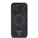 Apple iPhone 16 Pro Max Kılıf Guess Orjinal Lisanslı M-safe Şarj Özellikli PU Üçgen Logo 4G Desenli Kapak