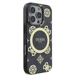 Apple iPhone 16 Pro Max Kılıf Guess Orjinal Lisanslı M-safe Şarj Özellikli IML Peony ve 4G Desenli Klasik Logolu Kapak