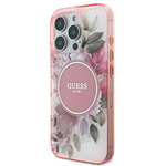 Apple iPhone 16 Pro Max Kılıf Guess Orjinal Lisanslı M-safe Şarj Özellikli Flower Tonal Circle Kapak