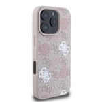 Apple iPhone 16 Pro Max Kılıf Guess Orjinal Lisanslı M-safe Şarj Özellikli 4G Desenli Yazı Logolu Peony Kapak