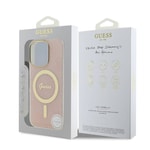 Apple iPhone 16 Pro Max Kılıf Guess Orjinal Lisanslı M-safe Şarj Özellikli Yazı Logolu 4G Desenli Kapak