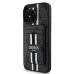 Apple iPhone 16 Pro Max Kılıf Guess Orjinal Lisanslı M-safe Şarj Özellikli 4G Desenli Çizgili Kartlıklı Kapak