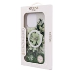 Apple iPhone 16 Pro Max Kılıf Guess Orjinal Lisanslı M-safe Şarj Özellikli Sıvılı Simli Çiçek Desenli Kapak