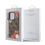 Apple iPhone 16 Pro Max Kılıf Guess Orjinal Lisanslı M-safe Şarj Özellikli Gül Baskılı 4G Desenli Yazı Logolu Kapak