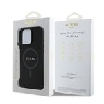Apple iPhone 16 Pro Max Kılıf Guess Orjinal Lisanslı M-safe Şarj Özellikli Yazı Logolu Saffiano Classic Kapak