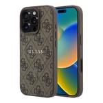 Apple iPhone 16 Pro Max Kılıf Guess Orjinal Lisanslı M-safe Kabartmalı 4G Desenli Yazı Logolu Kapak