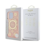 Apple iPhone 16 Pro Max Kılıf Guess Orjinal Lisanslı M-safe Şarj Özellikli IML Peony ve 4G Desenli Klasik Logolu Kapak