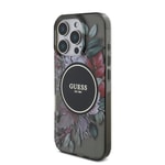 Apple iPhone 16 Pro Max Kılıf Guess Orjinal Lisanslı M-safe Şarj Özellikli IML Baskılı Çiçek İnci Bileklikli Kapak