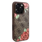 Apple iPhone 16 Pro Max Kılıf Guess Orjinal Lisanslı M-safe Şarj Özellikli Gül Baskılı 4G Desenli Yazı Logolu Kapak