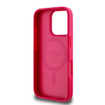 Apple iPhone 16 Pro Max Kılıf Guess Orjinal Lisanslı M-safe Şarj Özellikli Taneli Çiçek Tasarımlı Metal Yazı Logolu Kapak