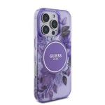 Apple iPhone 16 Pro Max Kılıf Guess Orjinal Lisanslı M-safe Şarj Özellikli IML Baskılı Çiçek İnci Bileklikli Kapak