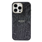 Apple iPhone 16 Pro Max Kılıf Guess Orjinal Lisanslı M-safe Şarj Özellikli Yazı Logolu Python Desenli Kapak
