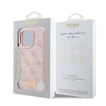 Apple iPhone 16 Pro Max Kılıf Guess Orjinal Lisanslı M-safe Şarj Özellikli 4G Desenli PU Metal Plaka Klasik Logolu Kapak