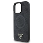 Apple iPhone 16 Pro Max Kılıf Guess Orjinal Lisanslı M-safe Şarj Özellikli PU Üçgen Logo 4G Desenli Kapak