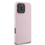 Apple iPhone 16 Pro Max Kılıf Guess Orjinal Lisanslı M-safe Şarj Özellikli Yazı Logolu Grained Kapak