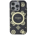 Apple iPhone 16 Pro Max Kılıf Guess Orjinal Lisanslı M-safe Şarj Özellikli IML Peony ve 4G Desenli Klasik Logolu Kapak