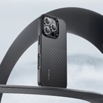 Apple iPhone 16 Pro Max Kılıf Karbon Fiber M-safe Şarj Özellikli Kamera Kontrol Butonlu Benks Hybrid ArmorPro Montage Kevlar Kapak