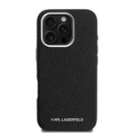 Apple iPhone 16 Pro Max Kılıf Karl Lagerfeld Orjinal Lisanslı PU Deri Damgalı Metal Yazı Logolu Kapak