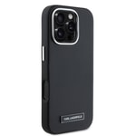 Apple iPhone 16 Pro Max Kılıf Karl Lagerfeld Orjinal Lisanslı M-safe Şarj Özellikli Metal Kamera ve Buton Tasarımlı Plaka Logolu PU Deri Kapak