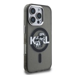 Apple iPhone 16 Pro Max Kılıf Karl Lagerfeld Orjinal Lisanslı Parlayan Simli Karl & Choupette Sketch Logo Kapak