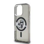 Apple iPhone 16 Pro Max Kılıf Karl Lagerfeld Orjinal Lisanslı Parlayan Simli Karl & Choupette Sketch Logo Kapak