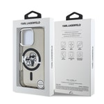 Apple iPhone 16 Pro Max Kılıf Karl Lagerfeld Orjinal Lisanslı Parlayan Simli Karl & Choupette Sketch Logo Kapak