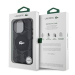 Apple iPhone 16 Pro Max Kılıf Lacoste Orjinal Lisanslı M-safe Şarj Özellikli IML Baskılı Gümüş Timsah Logolu Monogram Kapak