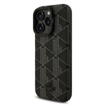 Apple iPhone 16 Pro Max Kılıf Lacoste Orjinal Lisanslı M-safe Şarj Özellikli Standlı PU Deri Karışık Monogram Desenli Kapak