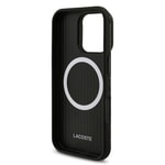 Apple iPhone 16 Pro Max Kılıf Lacoste Orjinal Lisanslı M-safe Şarj Özellikli Standlı PU Deri Karışık Monogram Desenli Kapak