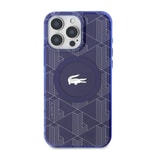 Apple iPhone 16 Pro Max Kılıf Lacoste Orjinal Lisanslı M-safe Şarj Özellikli IML Baskılı Gümüş Timsah Logolu Monogram Kapak