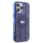 Apple iPhone 16 Pro Max Kılıf Lacoste Orjinal Lisanslı M-safe Şarj Özellikli IML Baskılı Gümüş Timsah Logolu Monogram Kapak