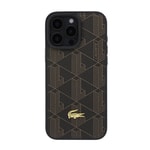 Apple iPhone 16 Pro Max Kılıf Lacoste Orjinal Lisanslı M-safe Şarj Özellikli PU Deri Tasarımlı Kartlıklı Karışık Monogram Desenli Kapak