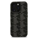 Apple iPhone 16 Pro Max Kılıf Lacoste Orjinal Lisanslı M-safe Şarj Özellikli Standlı PU Deri Karışık Monogram Desenli Kapak
