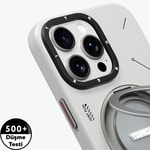 Apple iPhone 16 Pro Max Kılıf M-safe Şarj Özellikli 360° Standlı Basit Mat Deri Desenli Youngkit Tech Leather Serisi Kapak