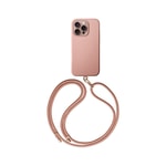 Apple iPhone 16 Pro Max Kılıf M-safe Şarj Özellikli Soft Arka Yüzey Askı İpli Coehl Creme Kapak