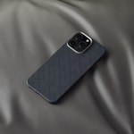 Apple iPhone 16 Pro Max Kılıf M-safe Şarj Özellikli Aramid Fiber Pitaka Tactile Woven Monogram Serisi Kapak
