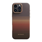 Apple iPhone 16 Pro Max Kılıf M-safe Şarj Özellikli Aramid Fiber Pitaka Military-Grade Sunset-Moonrise Serisi Sunset Kapak