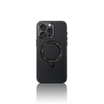 Apple iPhone 16 Pro Max Kılıf M-safe Şarj Özellikli Standlı Suni Deri Tasarımlı Pynana Dancing Circle Serisi Kapak