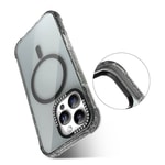 Apple iPhone 16 Pro Max Kılıf M-safe Şarj Özellikli Taşlı ve Simli Tasarım Mutural Blink Kapak