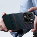 Apple iPhone 16 Pro Max Kılıf M-safe Şarj Özellikli Karbon Fiber Tasarımlı Benks Aurora ArmorAir Kevlar Kapak