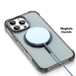 Apple iPhone 16 Pro Max Kılıf M-safe Şarj Özellikli Taşlı ve Simli Tasarım Mutural Blink Kapak